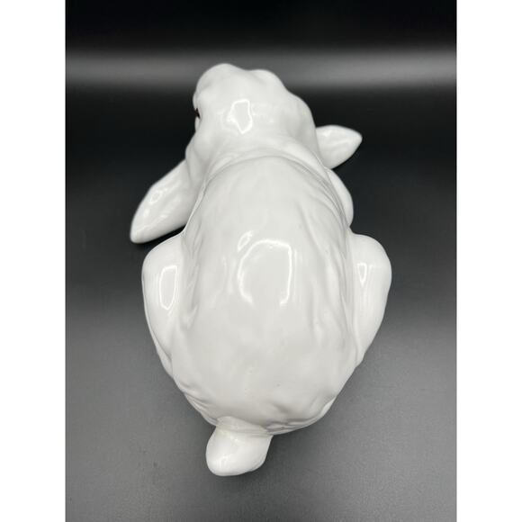 Earth Needs California Art Pottery Terracotta White Bunny Rabbit with Glass Eyes - Picture 5 of 11